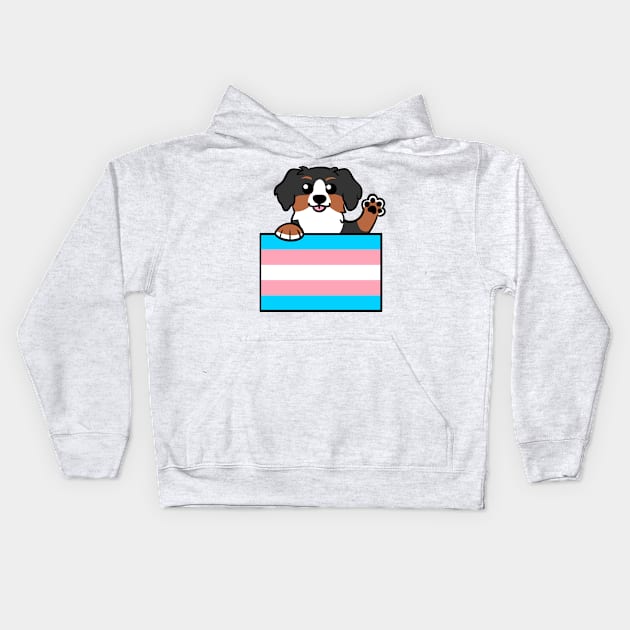 Love is Love Puppy - Bernese Trans Pride Flag Kids Hoodie by LittleGreenHat